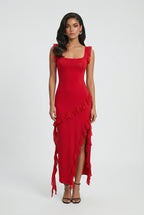Sophia | Elegant Backless Design with High Slit Maxi Dress - Lumina