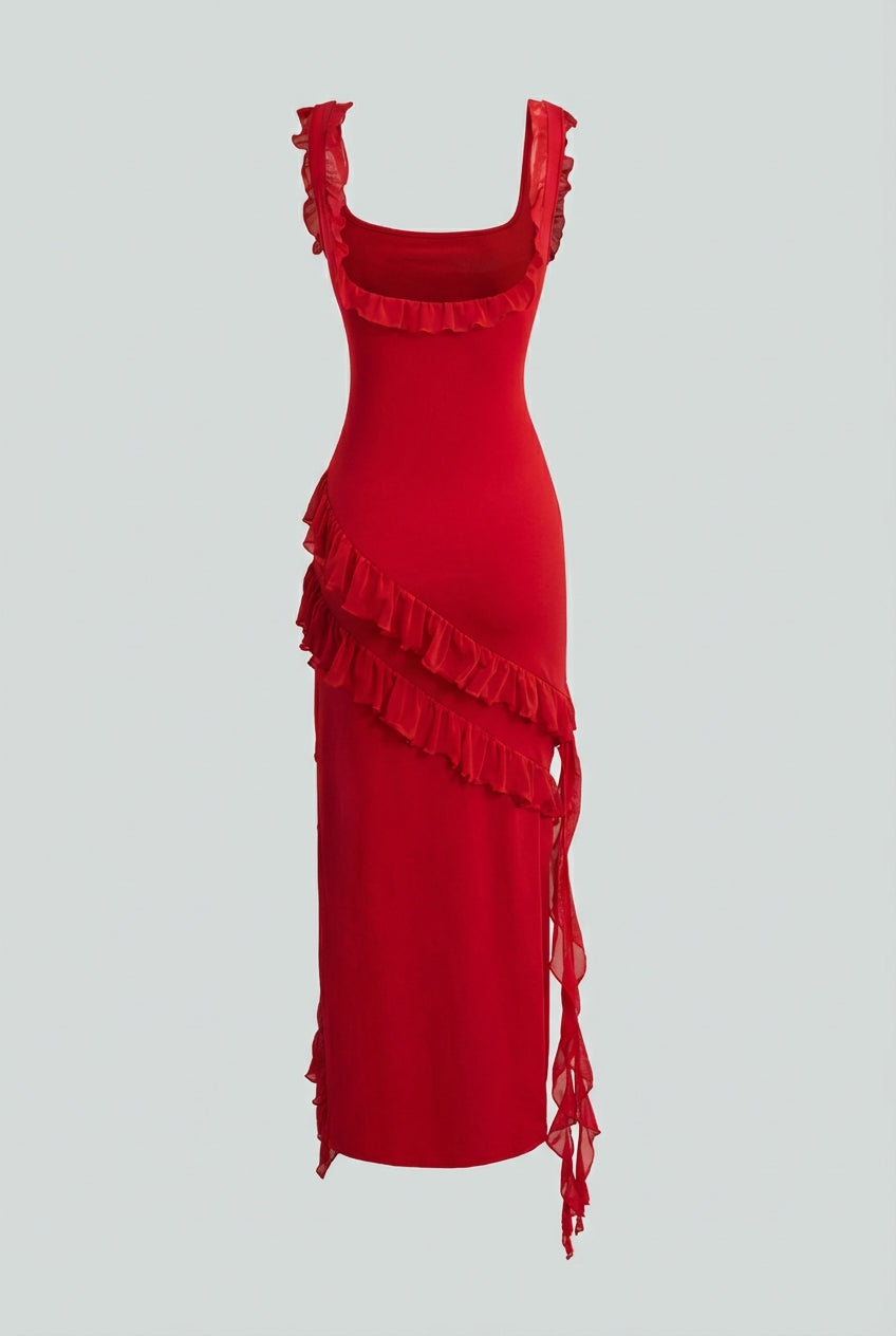 Sophia | Elegant Backless Design with High Slit Maxi Dress - Lumina