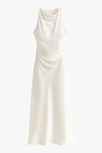 Sophia | Elegant Beige Summer Dress with Adjustable Fit - Lumina