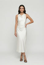Sophia | Elegant Beige Summer Dress with Adjustable Fit - Lumina