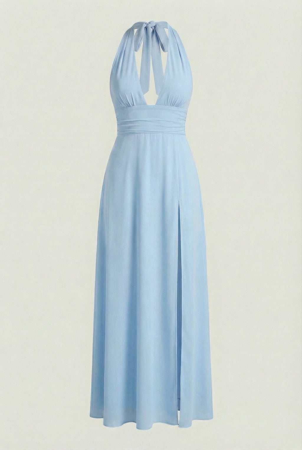 Sophia | Elegant Blue Maxi Dress with Backless Design - Lumina