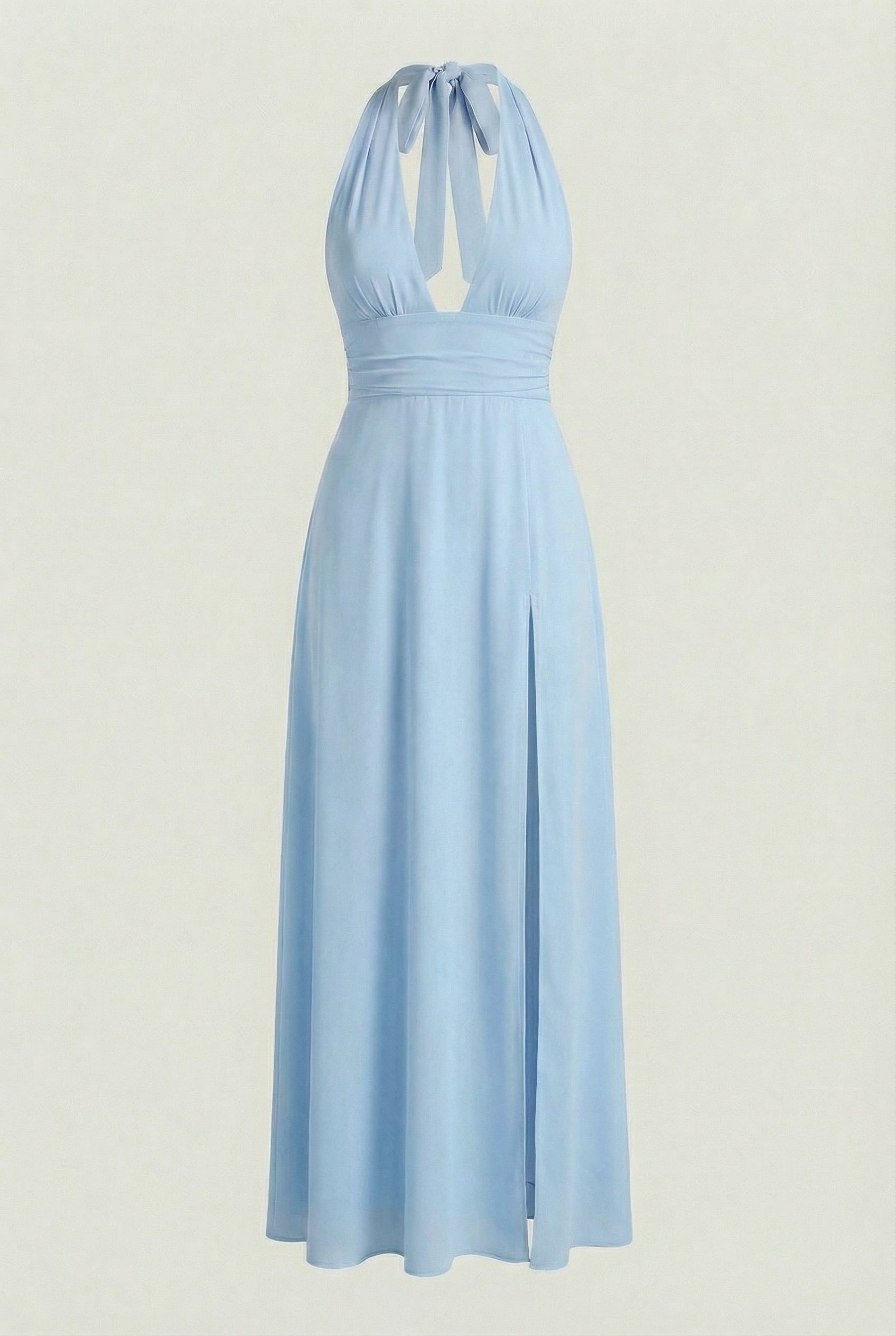 Sophia | Elegant Blue Maxi Dress with Backless Design - Lumina