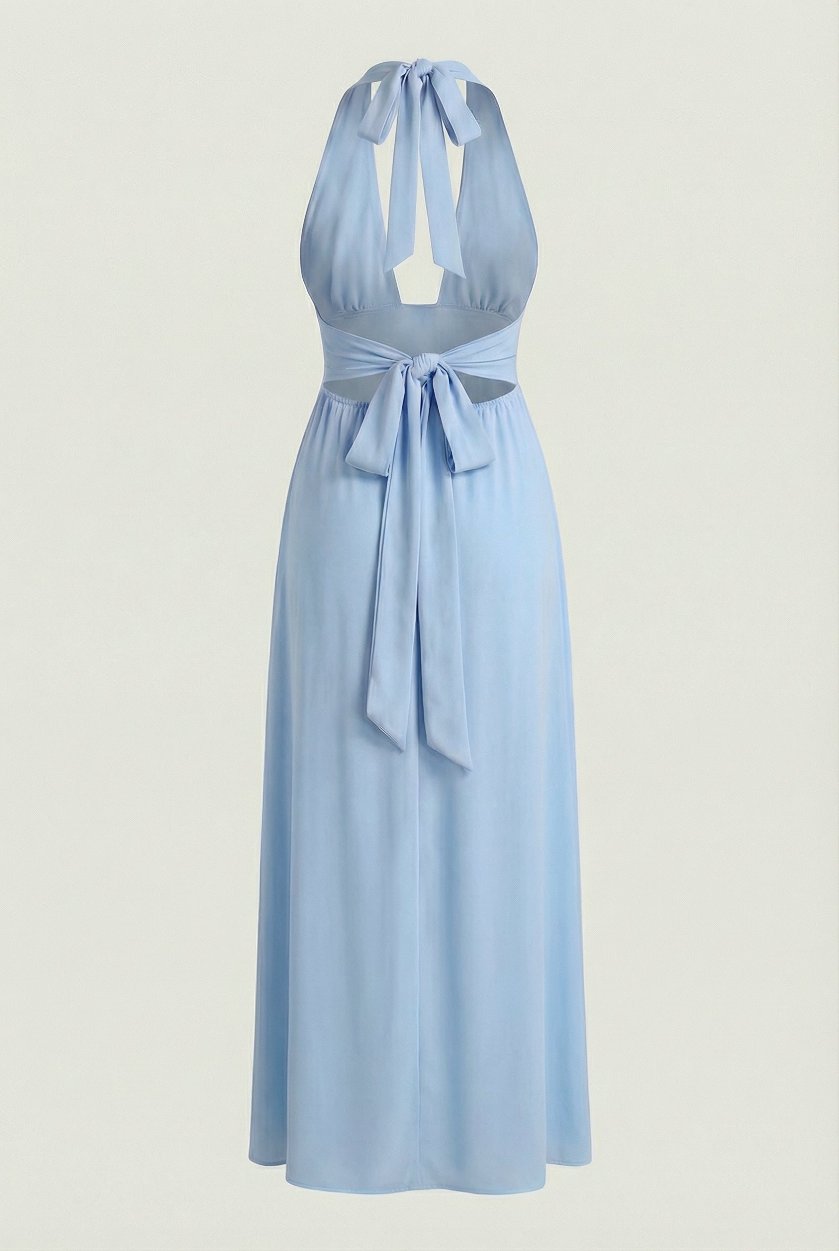 Sophia | Elegant Blue Maxi Dress with Backless Design - Lumina