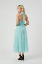 Sophia | Elegant Blue Midi Dress with Flattering Silhouette - Lumina