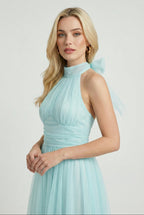 Sophia | Elegant Blue Midi Dress with Flattering Silhouette - Lumina