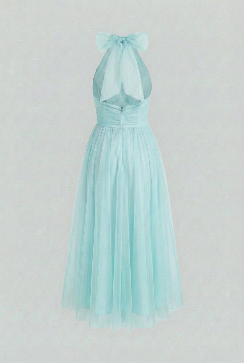 Sophia | Elegant Blue Midi Dress with Flattering Silhouette - Lumina