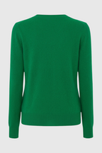 Sophia | Elegant Green V-Neck Sweater with Fitted Silhouette - Lumina