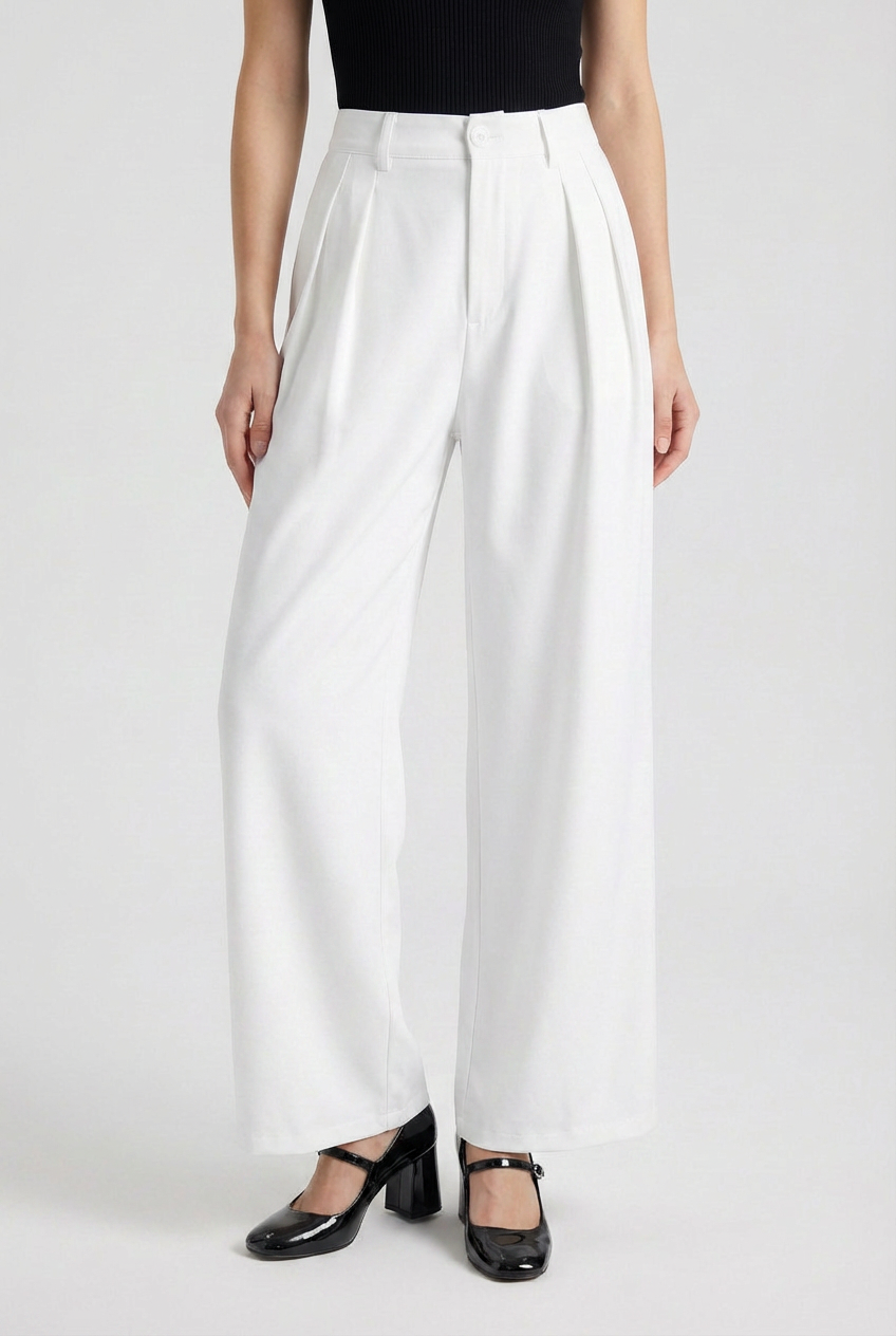 Sophia | Elegant High-Waisted Pleated Pants with Stretch - Lumina