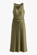 Sophia | Elegant Olive Green Maxi Dress with Adjustable Fit - Lumina