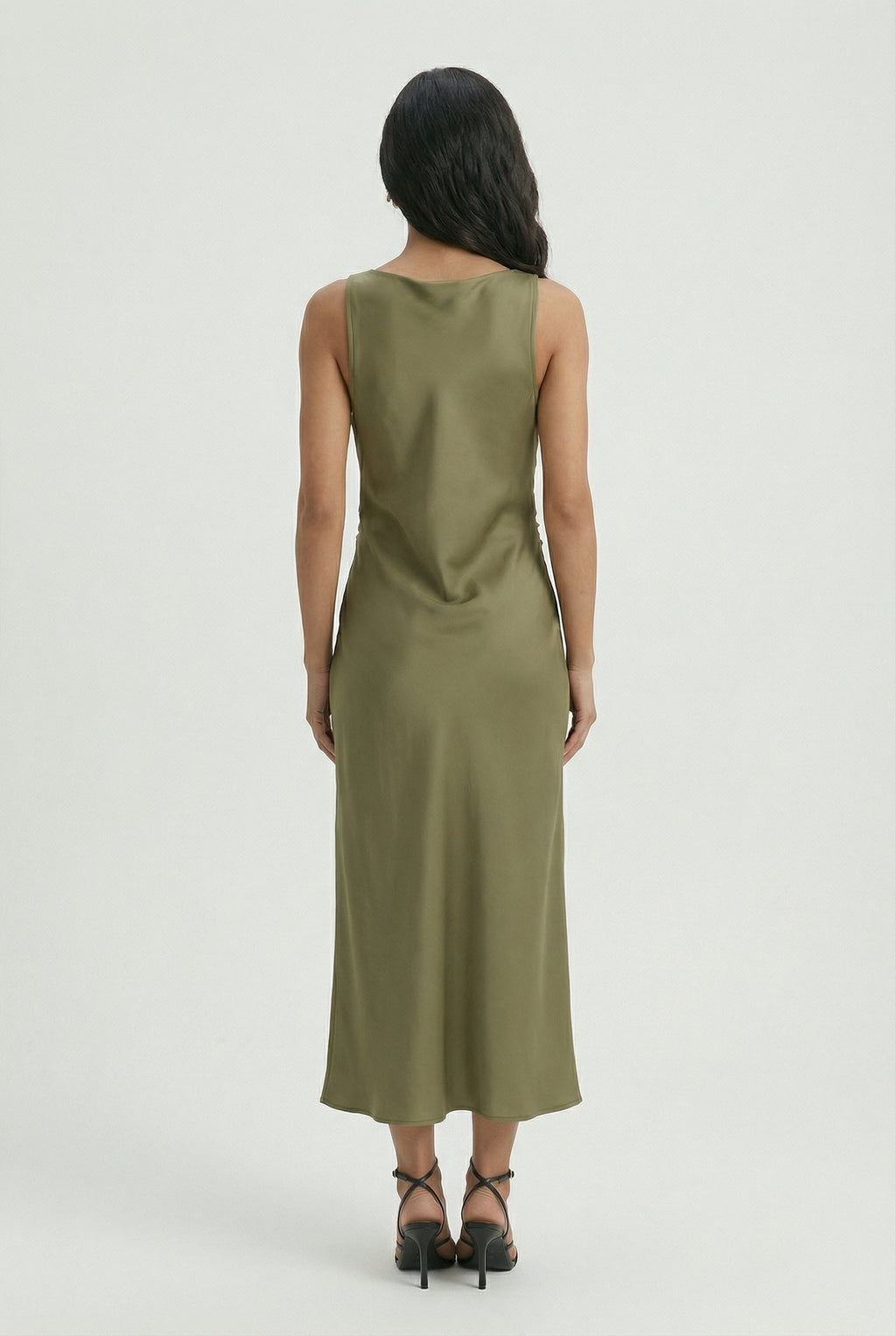 Sophia | Elegant Olive Green Maxi Dress with Adjustable Fit - Lumina
