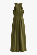 Sophia | Elegant Olive Green Maxi Dress with Adjustable Fit - Lumina