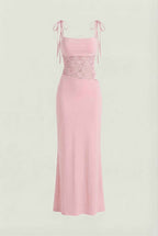 Sophia | Elegant Pink Lace Summer Dress with Versatile Fit - Lumina