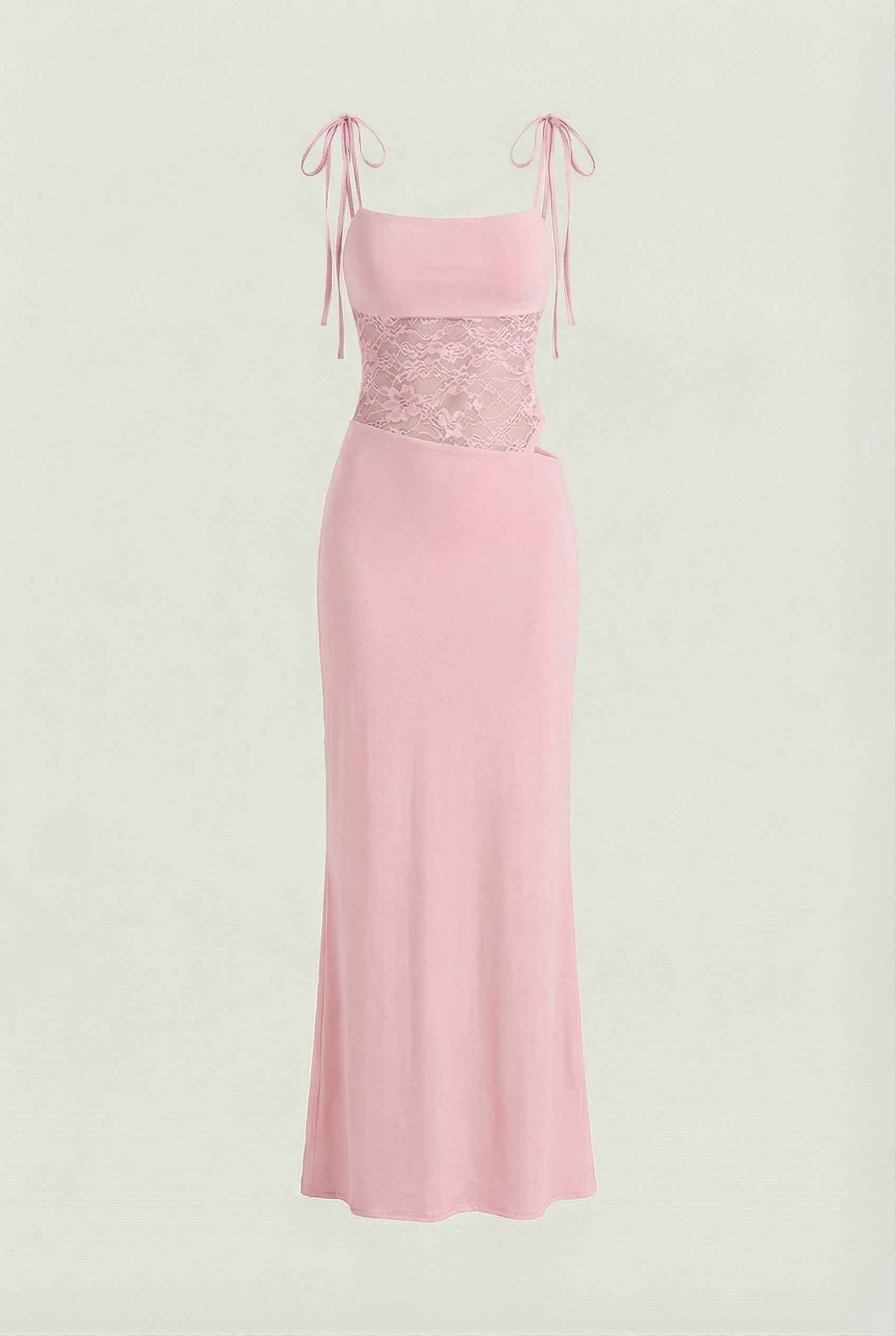 Sophia | Elegant Pink Lace Summer Dress with Versatile Fit - Lumina