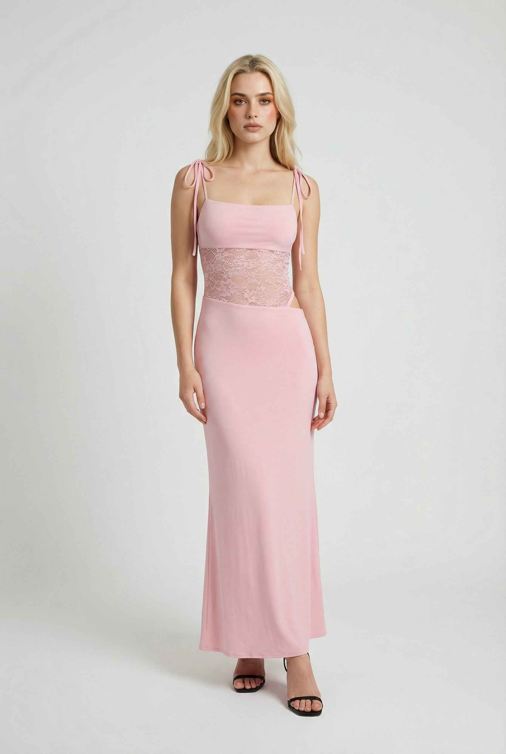 Sophia | Elegant Pink Lace Summer Dress with Versatile Fit - Lumina
