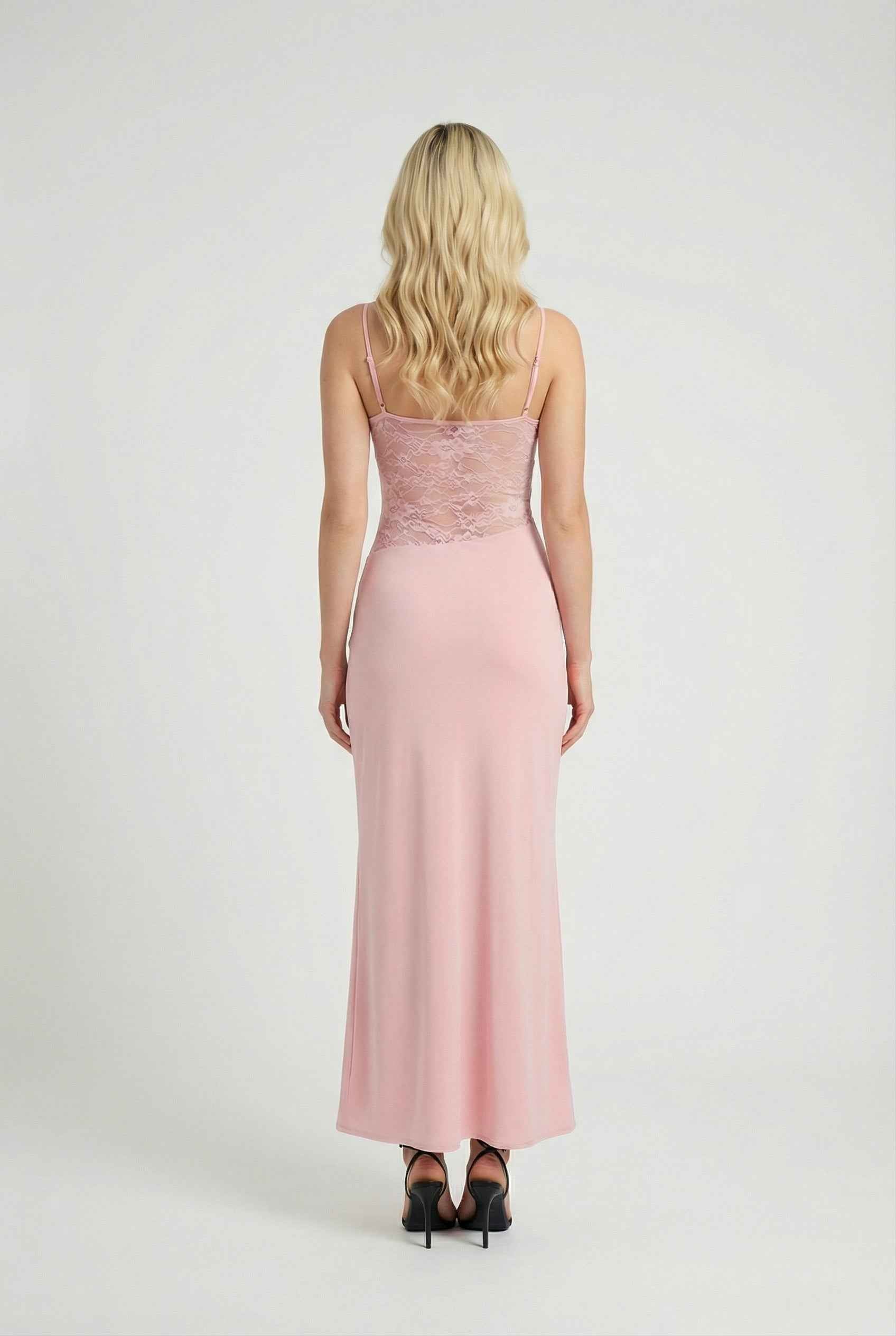 Sophia | Elegant Pink Lace Summer Dress with Versatile Fit - Lumina