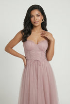 Sophia | Elegant Pink Midi Dress with Flattering Silhouette - Lumina