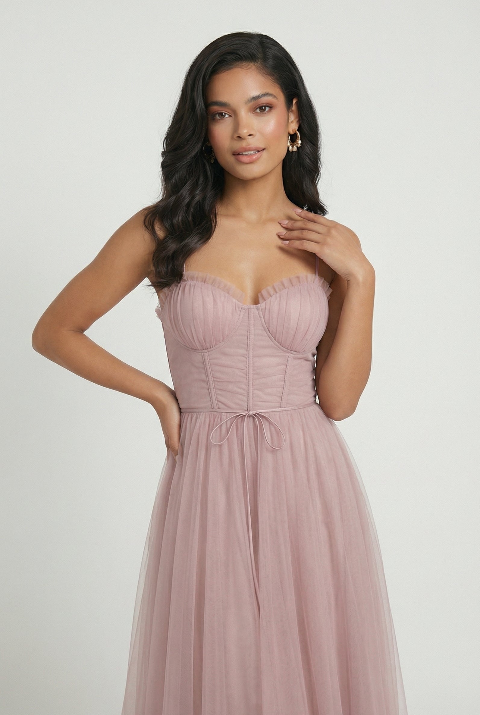 Sophia | Elegant Pink Midi Dress with Flattering Silhouette - Lumina
