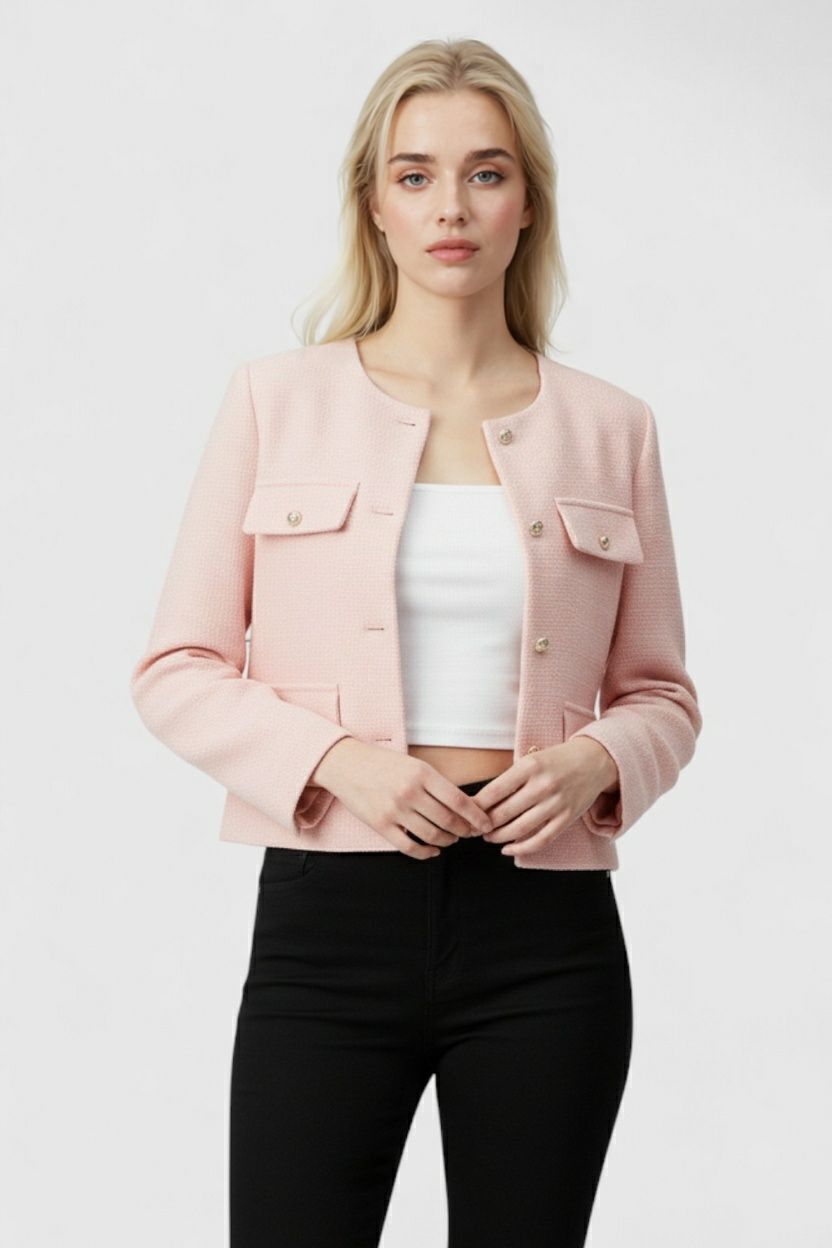 Sophia | Elegant Pink Short Jacket with Versatile Style - Lumina
