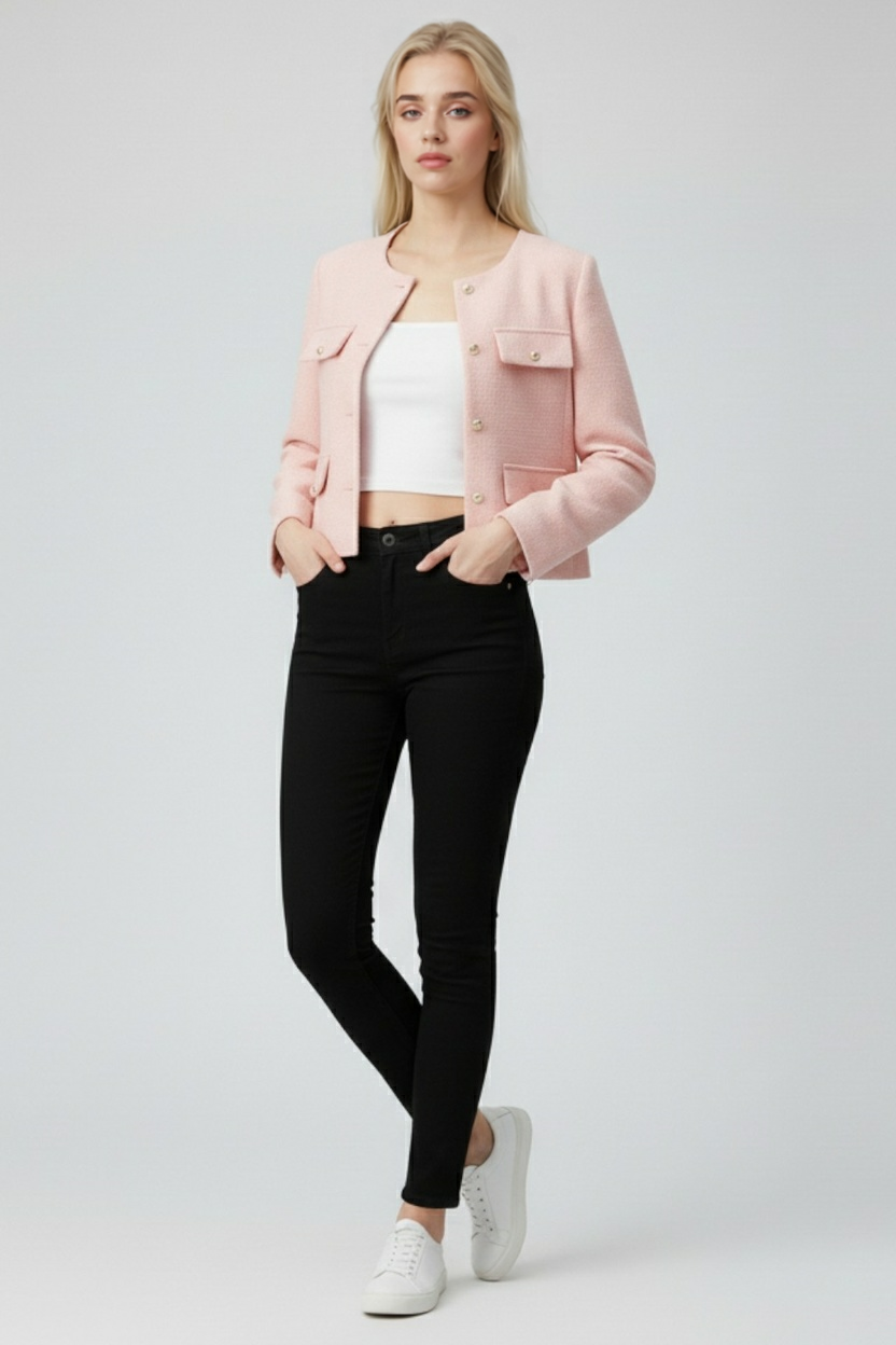 Sophia | Elegant Pink Short Jacket with Versatile Style - Lumina