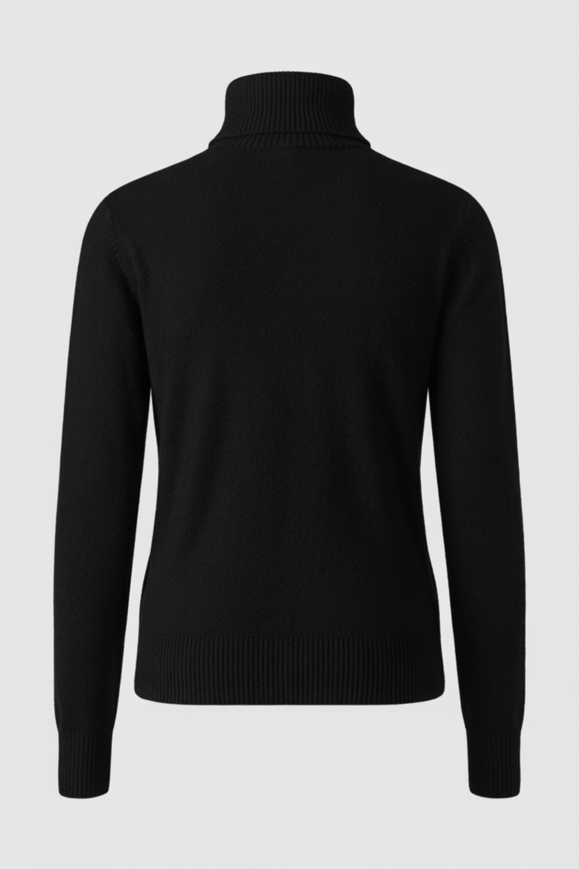 Sophia | Elegant Slim Fit Black Turtleneck Sweater - Lumina