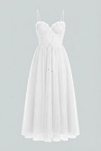 Sophia | Elegant White Midi Dress with Flattering Silhouette - Lumina