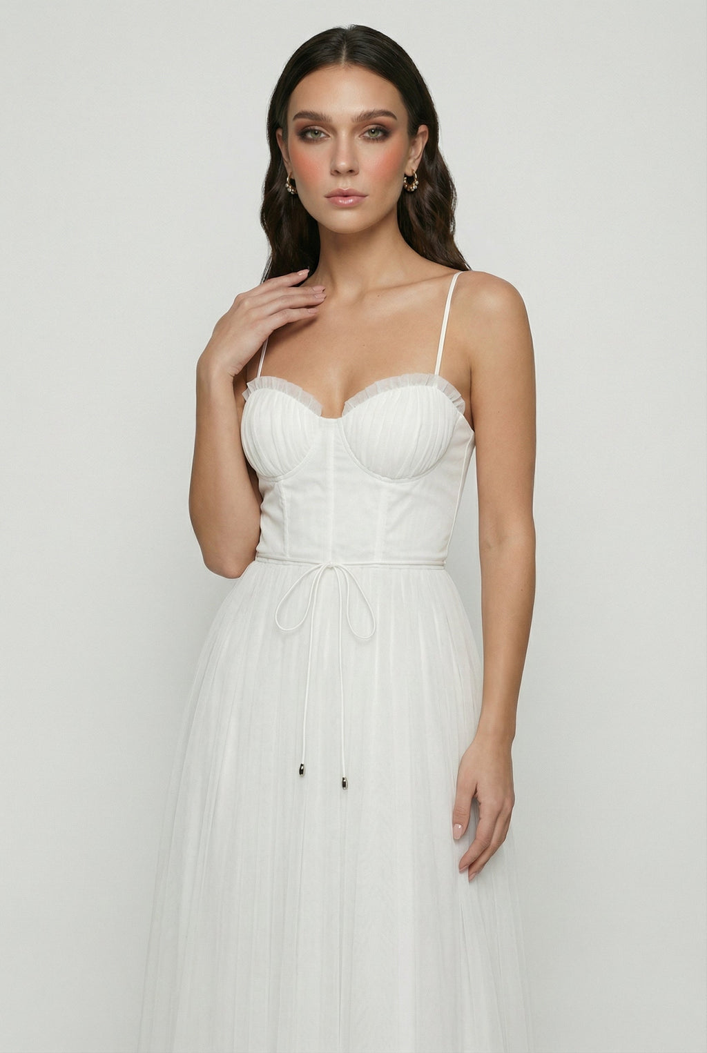 Sophia | Elegant White Midi Dress with Flattering Silhouette - Lumina