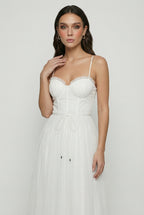 Sophia | Elegant White Midi Dress with Flattering Silhouette - Lumina