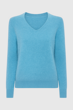 Sophia | Flattering Light Blue V-Neck Women's Sweater with Fitted Silhouette - Lumina