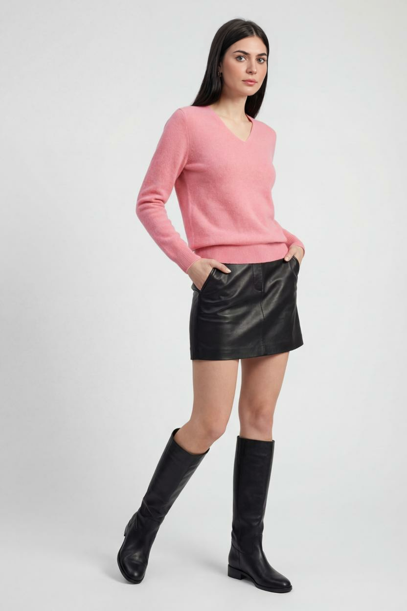 Sophia | Flattering V-Neck Knit Design with Long Sleeves Sweater - Lumina
