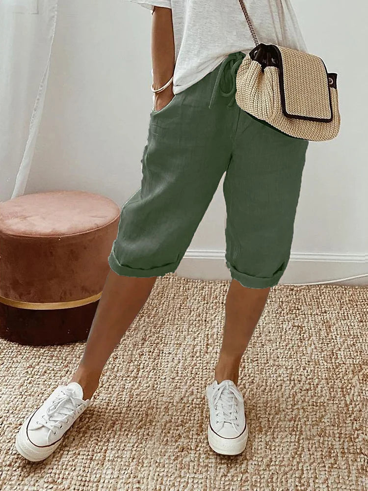 Sophia | Lightweight Breathable Cotton Shorts with Elastic Waist - Lumina