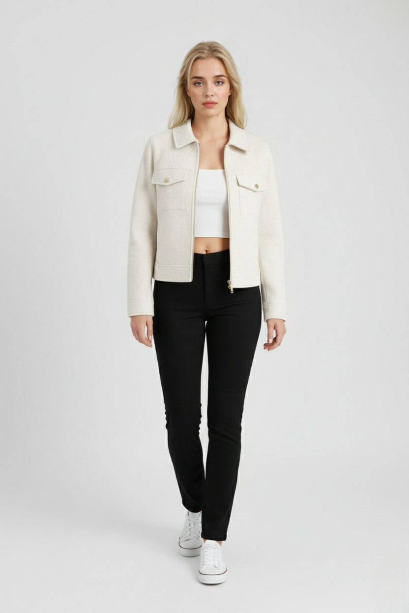 Sophia | Modern Cropped Zip-Up Jacket with Functional Pockets - Lumina