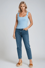 Sophia | Playful Bow-Detail Crop Top with Zipper Closure - Lumina