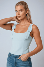 Sophia | Playful Bow-Detail Crop Top with Zipper Closure - Lumina