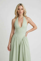 Sophia | Sculpted Green Midi Dress with Flattering Fit - Lumina