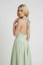 Sophia | Sculpted Green Midi Dress with Flattering Fit - Lumina
