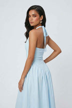 Sophia | Soft Light Blue Midi Dress with Elegant Fit - Lumina