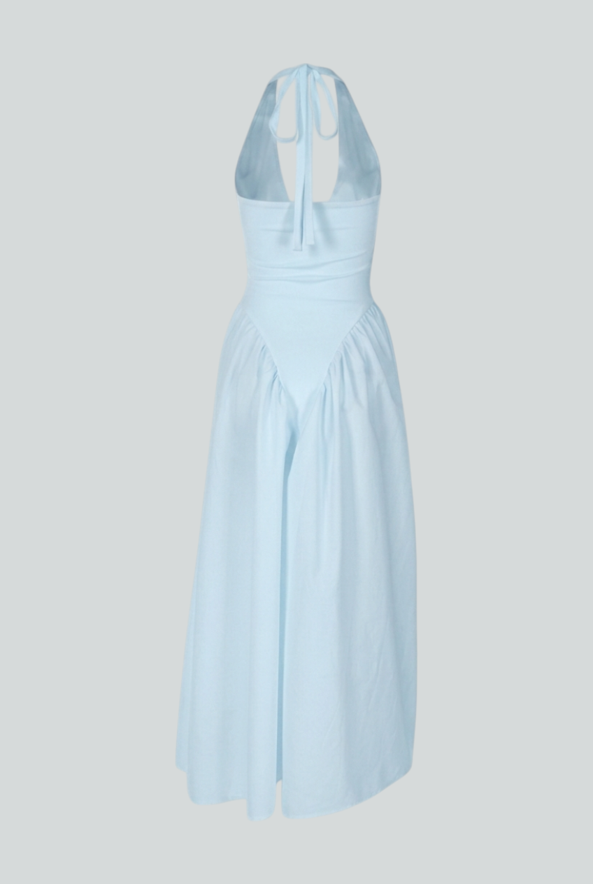 Sophia | Soft Light Blue Midi Dress with Elegant Fit - Lumina