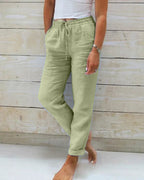 Stacy | Lightweight Beige Linen Pants for Women with Modern Fit - Lumina