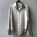 Stella | Elegant Satin Blouse with Classic Button-Down Design - Lumina
