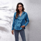 Sydney | Relaxed Fit Satin Blouse with Timeless Design - Lumina