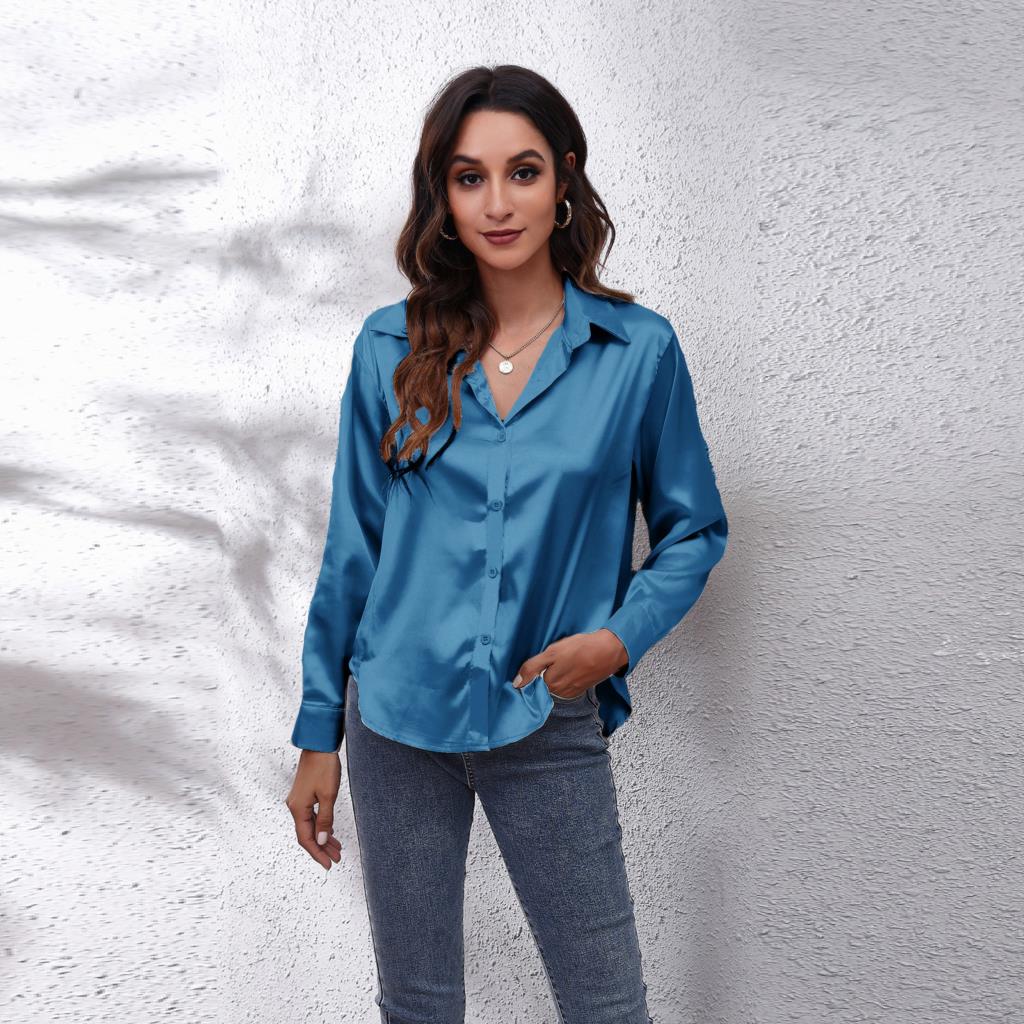 Sydney | Relaxed Fit Satin Blouse with Timeless Design - Lumina