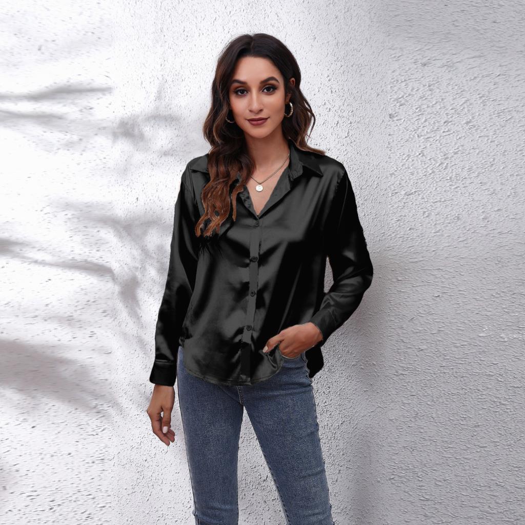 Sydney | Relaxed Fit Satin Blouse with Timeless Design - Lumina