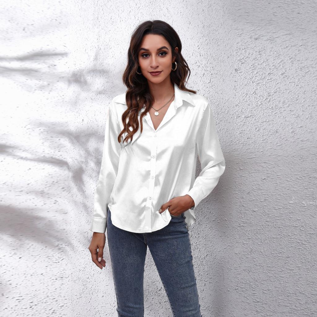Sydney | Relaxed Fit Satin Blouse with Timeless Design - Lumina