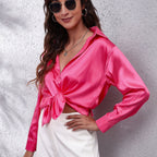 Sydney | Relaxed Fit Satin Blouse with Timeless Design - Lumina