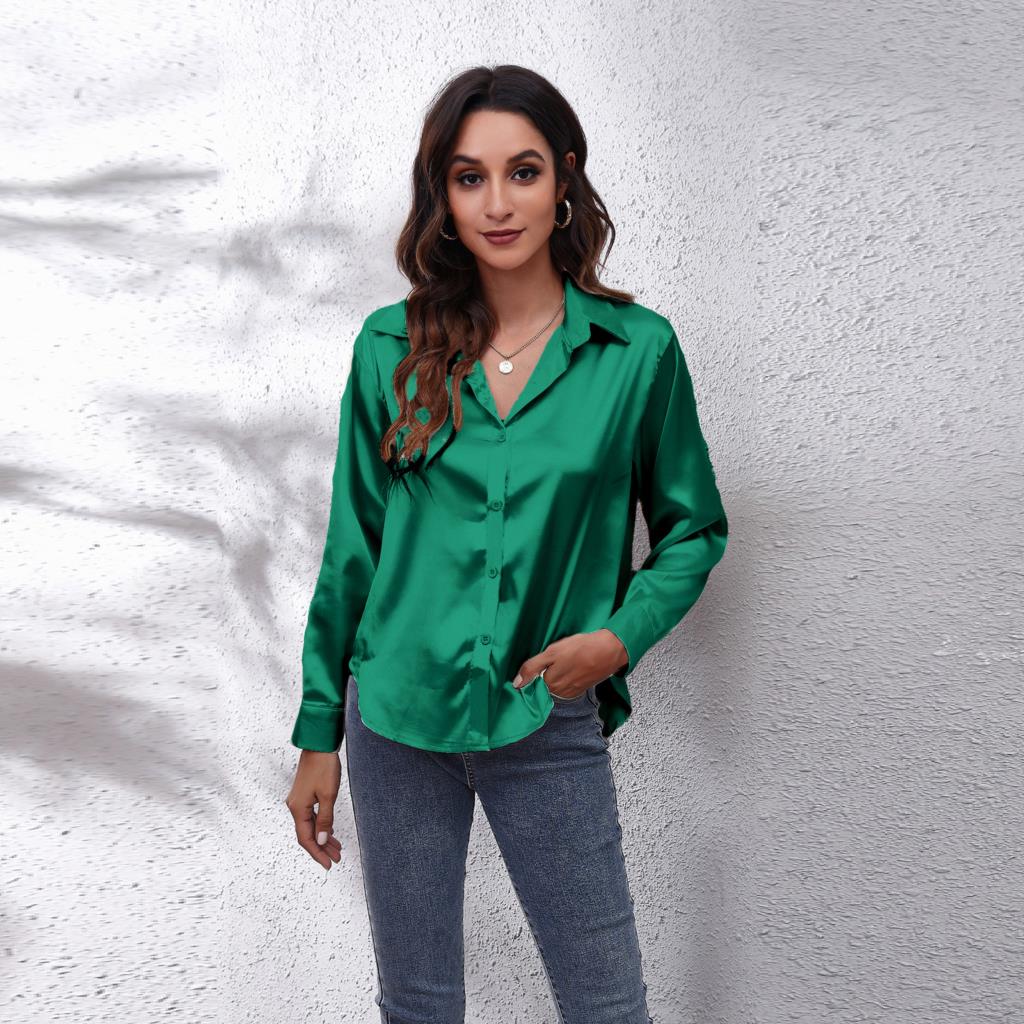 Sydney | Relaxed Fit Satin Blouse with Timeless Design - Lumina
