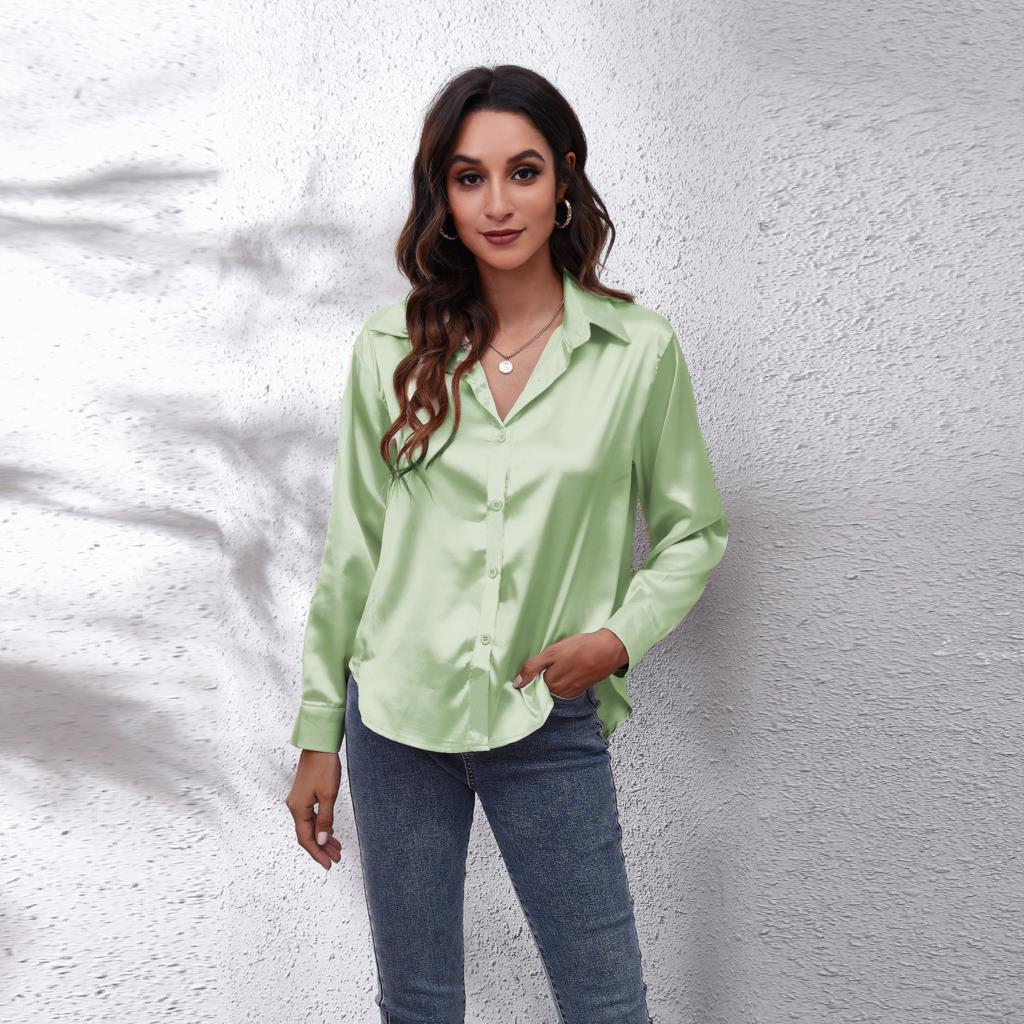 Sydney | Relaxed Fit Satin Blouse with Timeless Design - Lumina