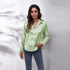 Sydney | Relaxed Fit Satin Blouse with Timeless Design - Lumina