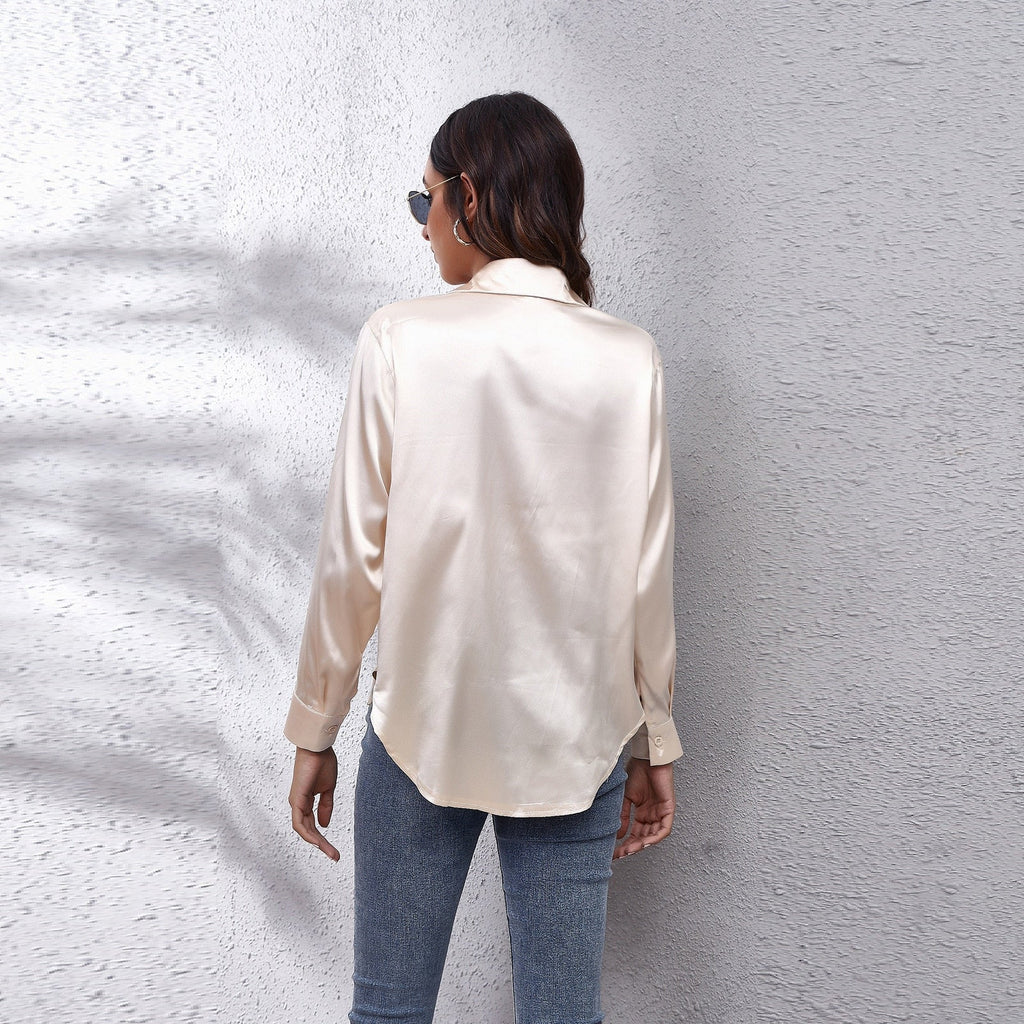 Sydney | Relaxed Fit Satin Blouse with Timeless Design - Lumina
