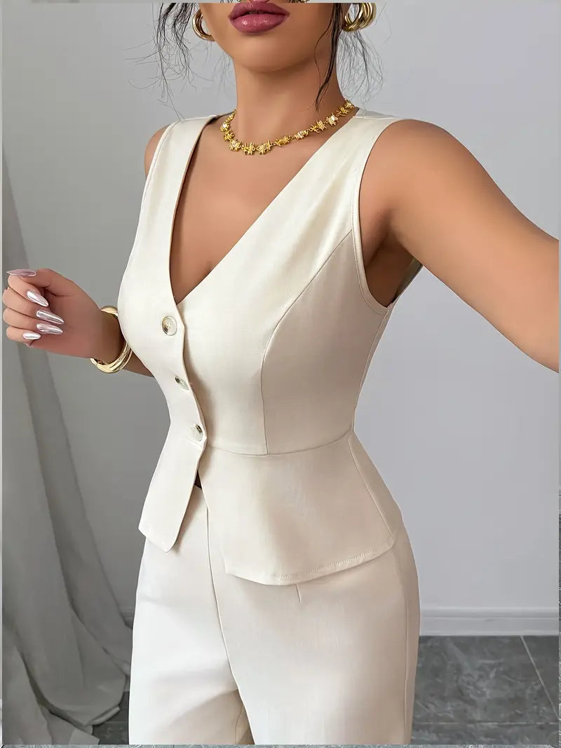 Victoria | Breezy Sleeveless Top & Flowing Wide-Leg Pants Two Piece Set - Lumina