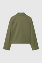 Victoria | Casual Army Green Bomber Jacket with Zipper Closure - Lumina